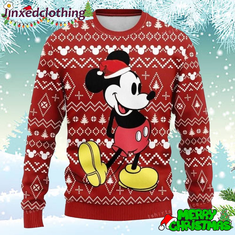 Mickey Mouse Christmas Hat Ugly Sweater 